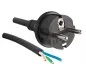 Preview: Power cord CEE 7/7 90° to Open End, 1mm², VDE, NF, DEMKO, FINKO, KEMA, CEBEC, OVE, IMQ, SEV, SAA, black, 5m